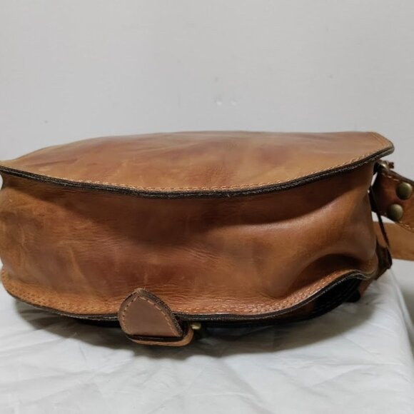 Genuine Leather Boho Festival Handbag Crossbody Purse Bag Brown - Picture 5 of 9